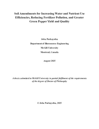 Soil amendments for increasing water and nutrient use efficiencies, reducing fertilizer pollution, and greater green pepper yield and quality thumbnail