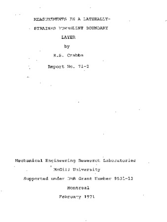 Measurements in a laterally strained turbulent boundary layer thumbnail