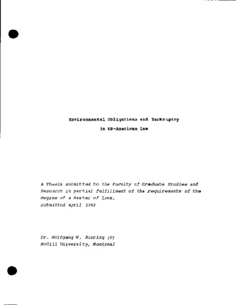 Environmental obligations and bankruptcy in US-American law thumbnail