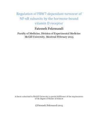 Regulation of FBW7-dependant turnover of NF-kB subunits by the hormone-bound vitamin D receptor thumbnail