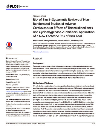 Risk of Bias in Systematic Reviews of Non-Randomized Studies of Adverse Cardiovascular Effects of Thiazolidinediones and Cyclooxygenase-2 Inhibitors: Application of a New Cochrane Risk of Bias Tool thumbnail