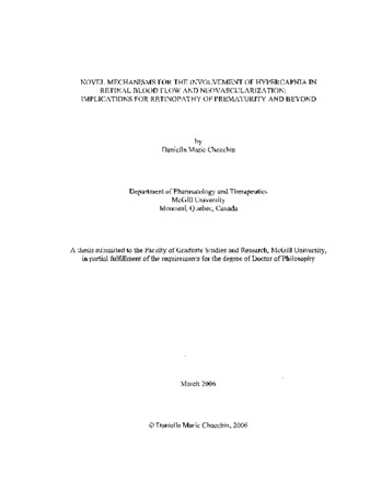 Novel mechanisms for he involvement of hypercapnia in retinal blood flow and neovascularization : implications for retinopathy of prematurity and beyond thumbnail