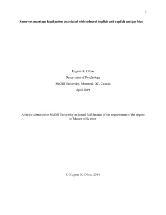 same sex marriage thesis