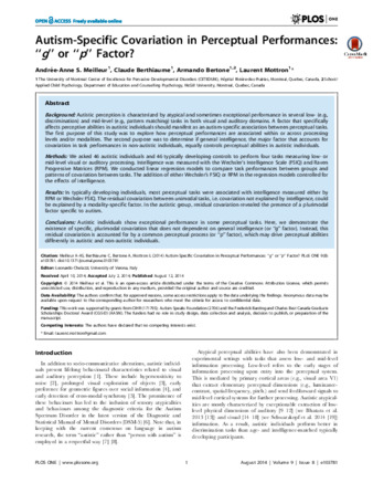 Autism-Specific Covariation in Perceptual Performances: “g” or “p” Factor? thumbnail