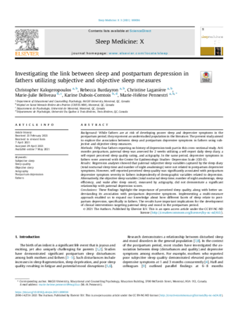 Investigating the link between sleep and postpartum depression in fathers utilizing subjective and objective sleep measures thumbnail