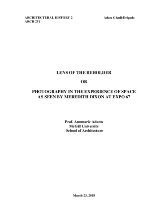 Lens of the Beholder or Photography in the experience of space as seen by Meredith Dixon at EXPO 67 thumbnail