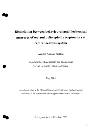 Dissociation between behavioural and biochemical measures of mu and delta opioid receptors in rat central nervous system thumbnail