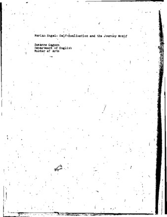 The problem of self-realization and the journey motif in the novels of Marian Engel / thumbnail