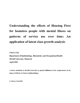 Understanding the effects of housing first for homeless people with mental illness on patterns of service use over time: an application of latent class growth analysis thumbnail