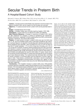 Secular trends in preterm birth: a hospital-based cohort study thumbnail