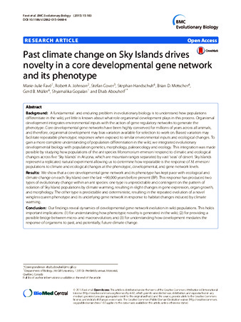 Past climate change on Sky Islands drives novelty in a core developmental gene network and its phenotype thumbnail