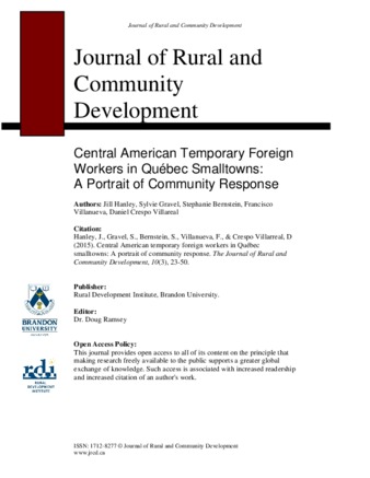 Central American Temporary Foreign Workers in Quebec Smalltowns: A portrait of community response thumbnail