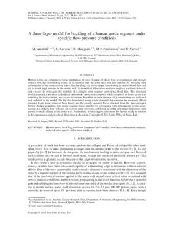 A three‐layer model for buckling of a human aortic segment under specific flow‐pressure conditions thumbnail