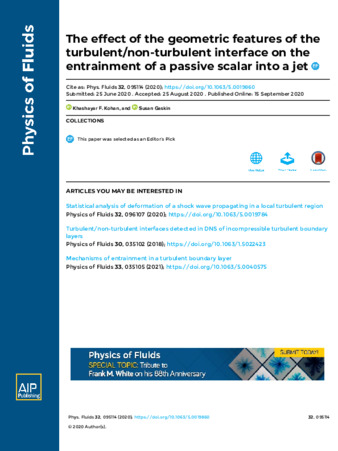 The effect of the geometric features of the turbulent/non-turbulent interface on the entrainment of a passive scalar into a jet  thumbnail