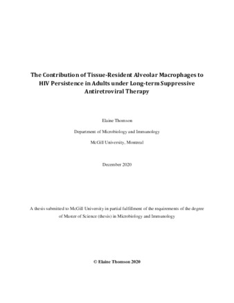 The contribution of tissue-resident alveolar macrophages to HIV persistence in adults under long-term suppressive antiretroviral therapy thumbnail