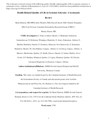 Health-related quality of life in systemic sclerosis: a systematic review thumbnail