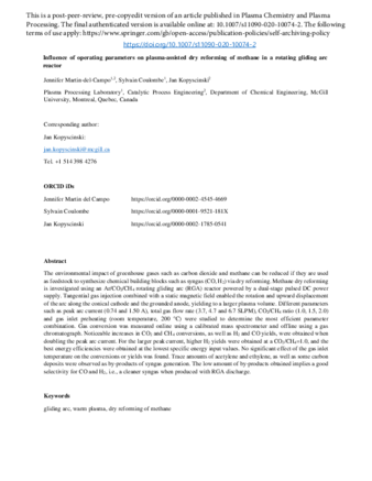 Influence of Operating Parameters on Plasma-Assisted Dry Reforming of Methane in a Rotating Gliding Arc Reactor thumbnail