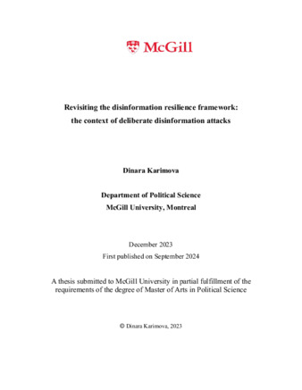 Revisiting the disinformation resilience framework: the context of deliberate disinformation attacks thumbnail