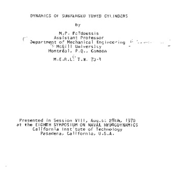 Dynamics of submerged towed cylinders thumbnail