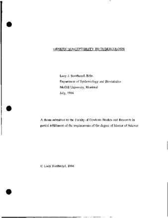 Genetic susceptibility to tuberculosis thumbnail