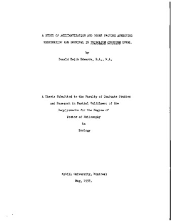 A study of acclimatization and other factors affecting respiration and survival in Tribolium confusum Duval. thumbnail
