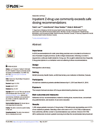 Inpatient Z-drug use commonly exceeds safe dosing recommendations. thumbnail