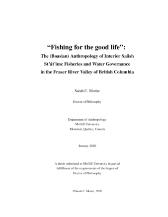 “Fishing for the good life”: The (Boasian) anthropology of interior Salish St’át’imc fisheries and water governance in the Fraser River Valley of British Columbia thumbnail