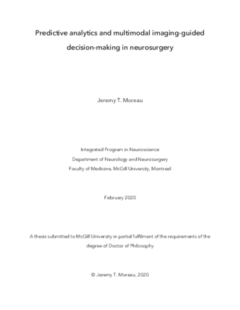 Predictive analytics and multimodal imaging-guided decision-making in neurosurgery thumbnail