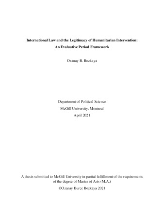 International law and the legitimacy of humanitarian intervention: an evaluative period framework thumbnail