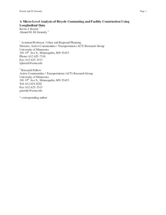 A Micro-Level Analysis of Bicycle Commuting and Facility Construction Using Longitudinal Data thumbnail