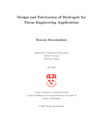Design and fabrication of hydrogels for tissue engineering applications thumbnail