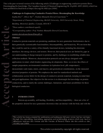 Challenges in engineering conductive protein fibres: Disentangling the knowledge thumbnail