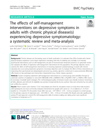 The effects of self-management interventions on depressive symptoms in adults with chronic physical disease(s) experiencing depressive symptomatology: a systematic review and meta-analysis thumbnail