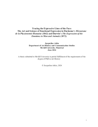 Tracing the expressive lines of the face: The art and science of emotional expression in Duchenne's Mécanisme de la Physionomie Humaine (1862) and Darwin's The Expression of the Emotions in Man and Animals (1872) thumbnail