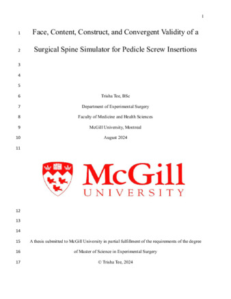 Face, Content, Construct, and Convergent Validity of a Surgical Spine Simulator for Pedicle Screw Insertions thumbnail