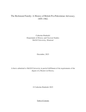 The Richmond Family: A History of British Pro-Palestinian Advocacy from 1895-1982. thumbnail