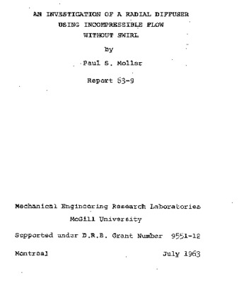 An investigation of a radial diffuser using incompressible flow without swirl thumbnail