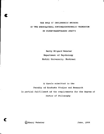 The role of cholinergic neurons of the dorsolateral pontomesencephalic tegmentum in sleep-wakefulness states / thumbnail