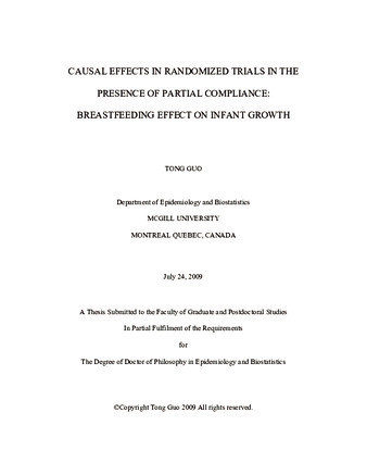 Causal effects in randomized trials in the presence of partial compliance: breastfeeding on infant growth thumbnail