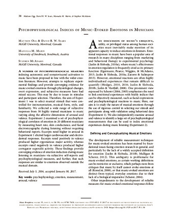 Psychophysiological Indices of Music-Evoked Emotions in Musicians thumbnail