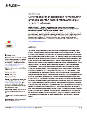 Generation of monoclonal pan-hemagglutinin antibodies for the quantification of multiple strains of influenza thumbnail