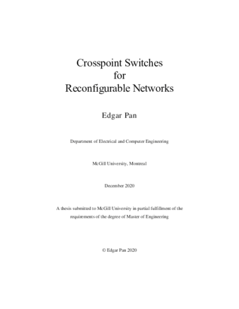 Crosspoint switches for reconfigurable networks thumbnail