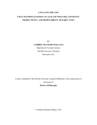 Long live the cow: Using machine learning to analyze welfare, longevity, productivity, and profitability of dairy cows thumbnail