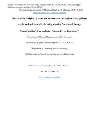 Mechanistic insights of methane conversion to ethylene over gallium oxide and gallium nitride using density functional theory thumbnail