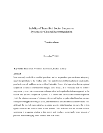 Stability of Transtibial Socket Suspension Systems for Clinical Recommendation thumbnail