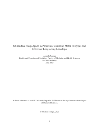Obstructive Sleep Apnea in Parkinson’s Disease: Motor Subtypes and Effects of Long-acting Levodopa thumbnail
