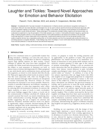 Laughter and Tickles: Toward Novel Approaches for Emotion and Behavior Elicitation. thumbnail