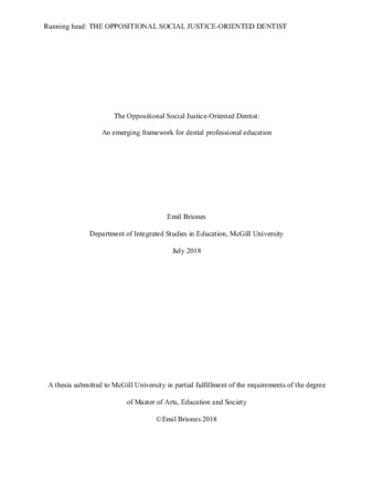 The oppositional social justice-oriented dentist: An emerging framework for dental professional education thumbnail
