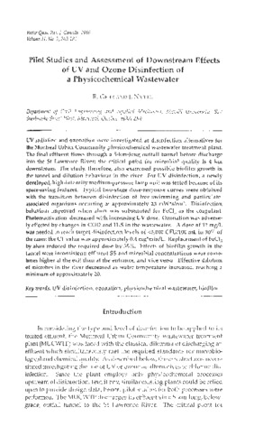 Pilot studies and assessment of downstream effects of UV and ozone disinfection of a physicochemical wastewater thumbnail