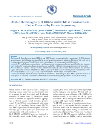 Double Heterozygosity of BRCA2 and STK11 in Familial Breast Cancer Detected by Exome Sequencing thumbnail